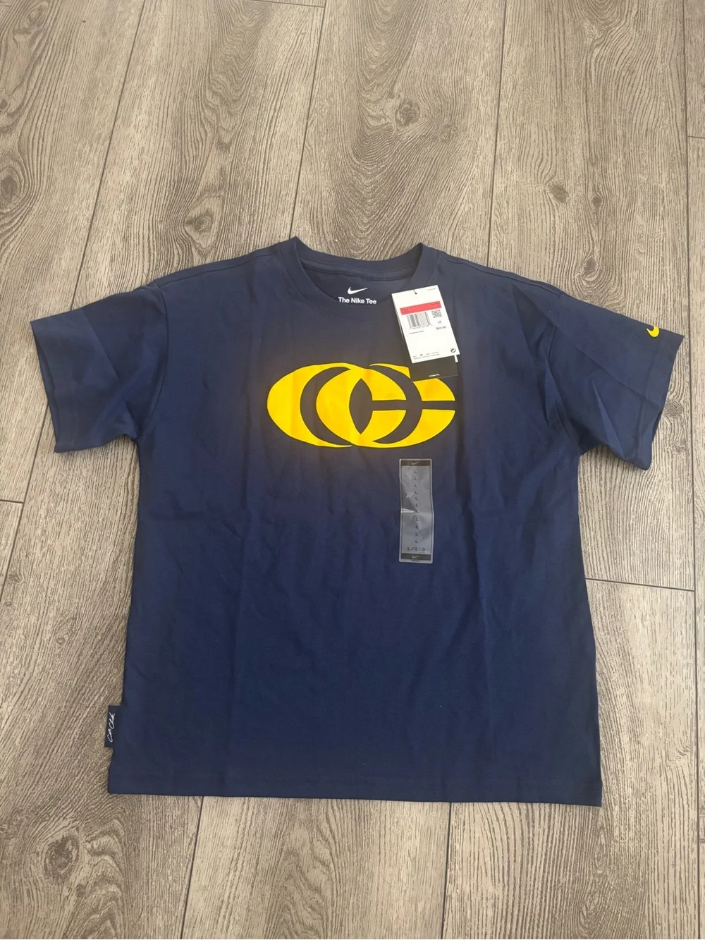 Nike kids Navy T-Shirt with Yellow Logo